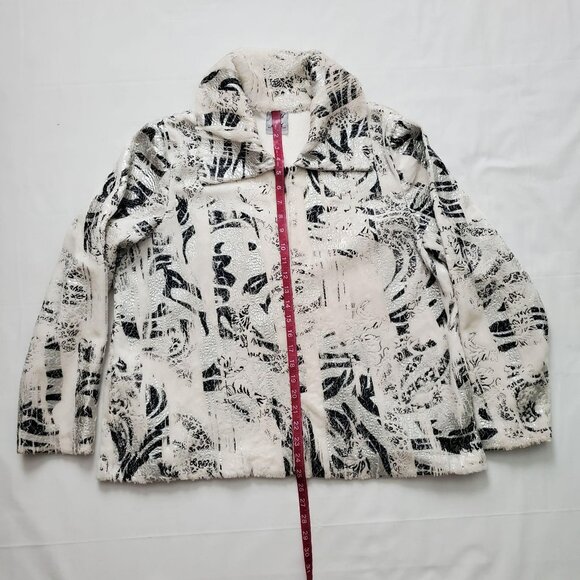 Cafe Au Lait Women's Metallic Printed Faux Suede Full-Zip Blazer Jacket Size XL/ - Picture 11 of 11